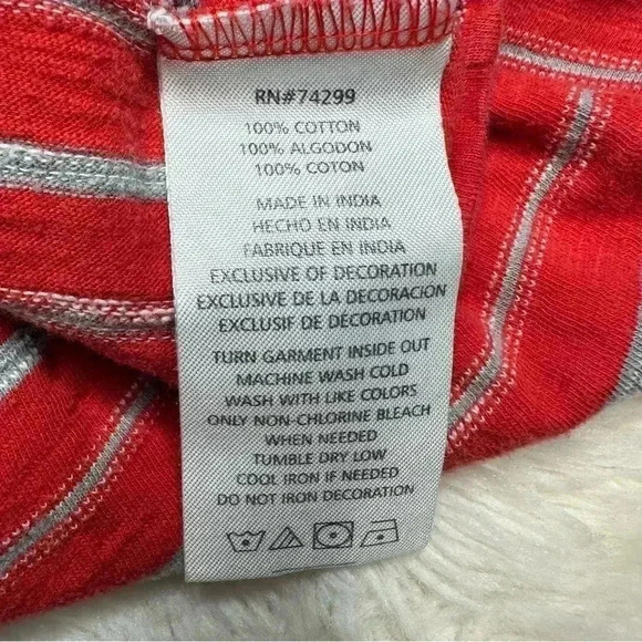 Lucky Brand T-Shirt Red & Grey Striped Size  6 - Picture 7 of 16